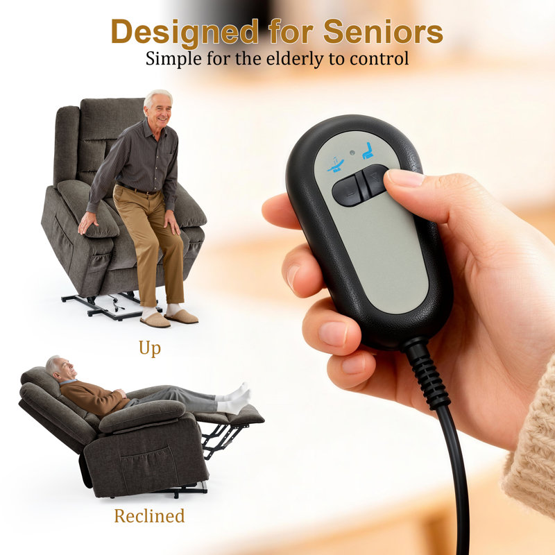 KORSER Power Lift Recliner Chairs, Recliner With Heat And Massage, Electric Recliner Chair For Elderly With Side Pockets