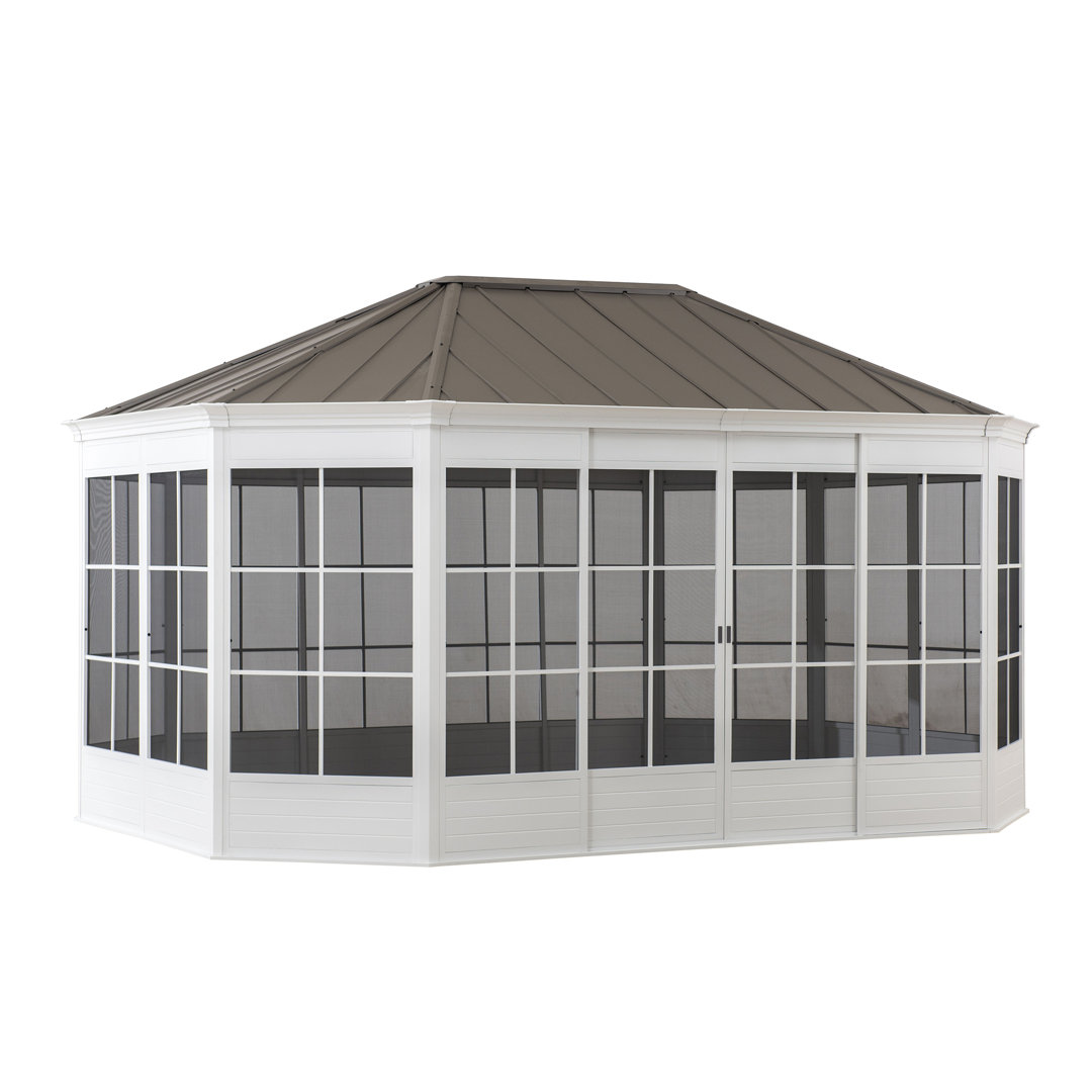 Sunjoy Stahl Gazebo BIRKETT - 366cm x 488cm, weiß