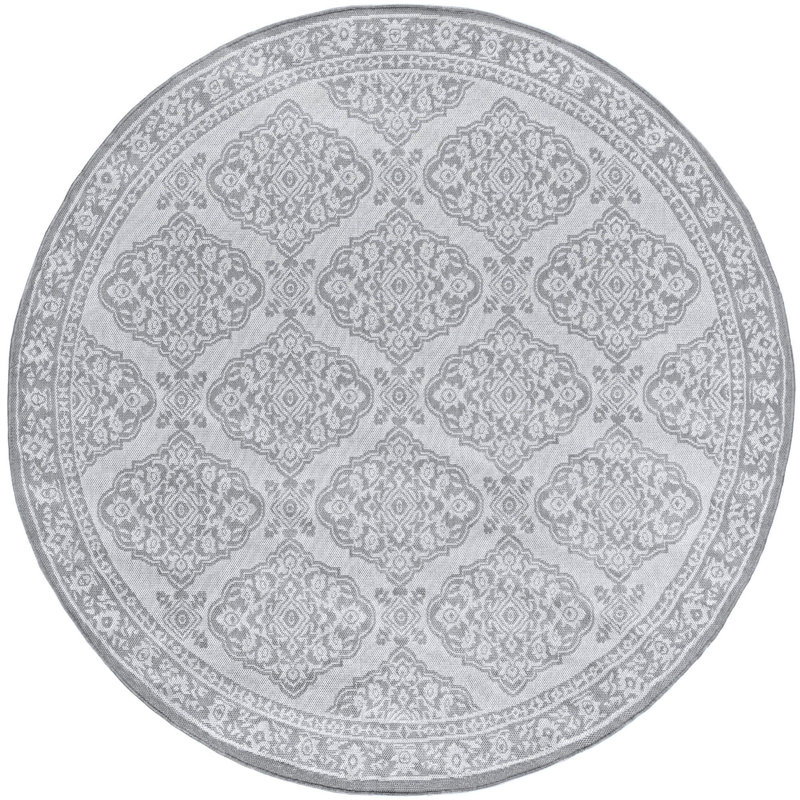 Tapis gris tissé à plat Campbelltown, Rond 7 pi 11 po