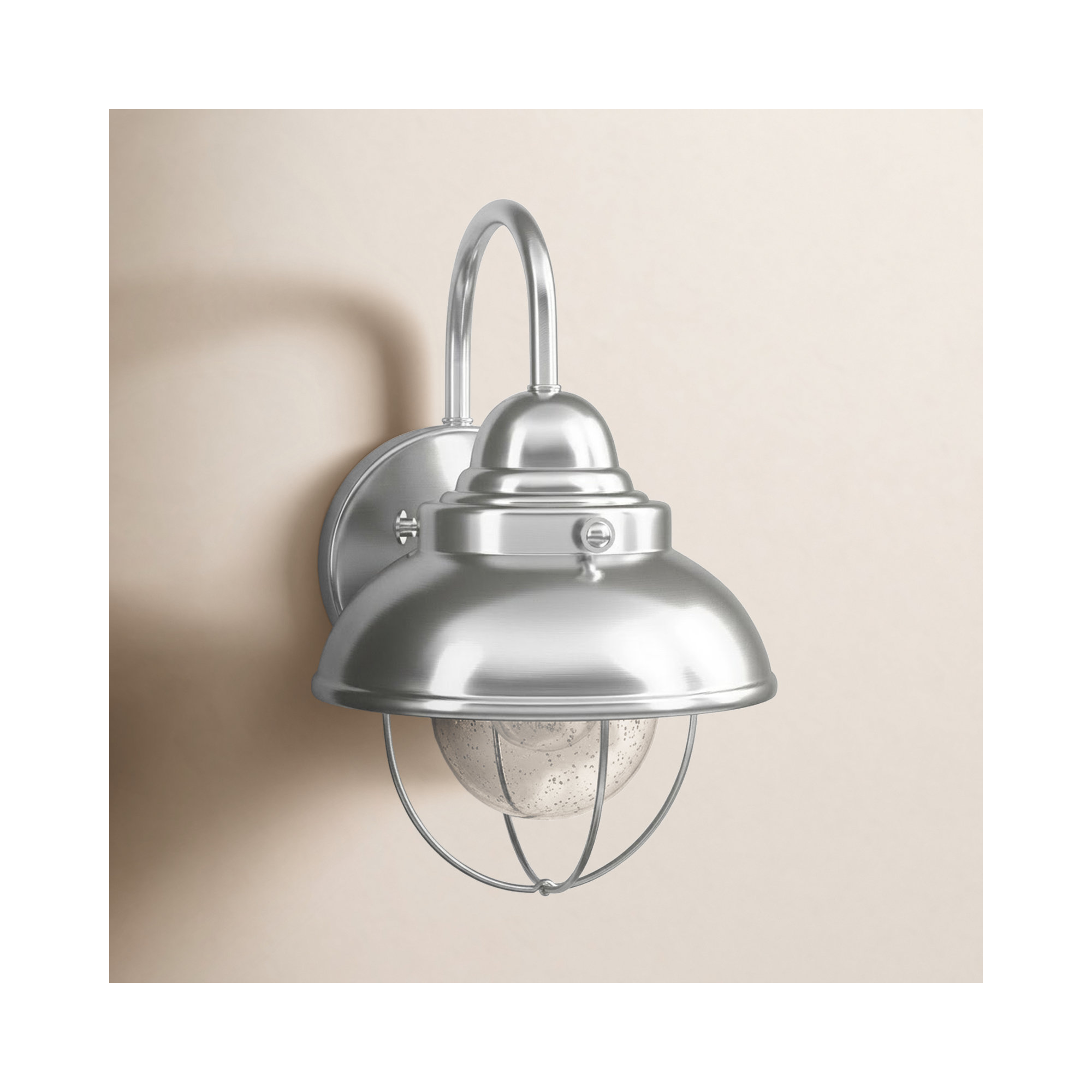 Audrey Single Light Bell Outdoor Wall Light, Brushed Stainless