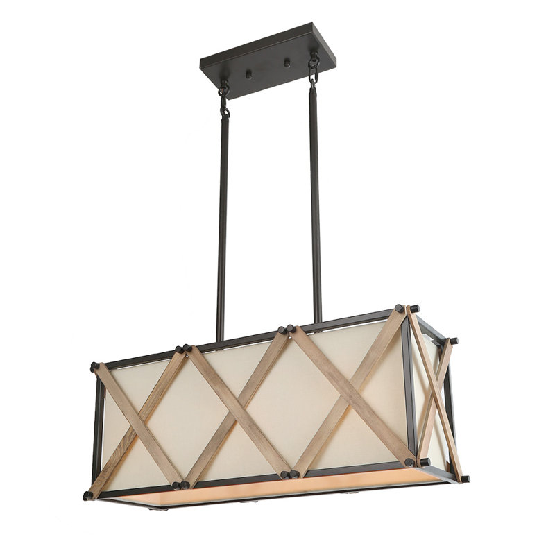 Lustre rectangulaire en bois 3 lumières Renken