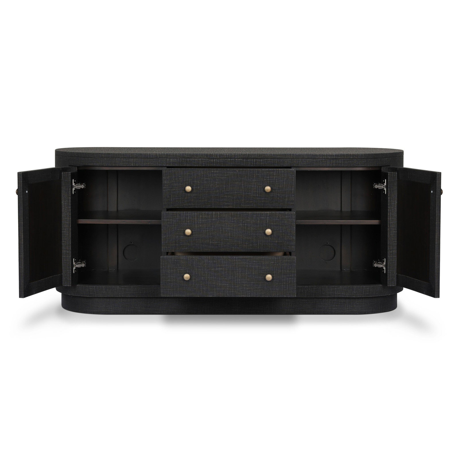 Dysen 60 " Mahogany Media Console, Black Linen
