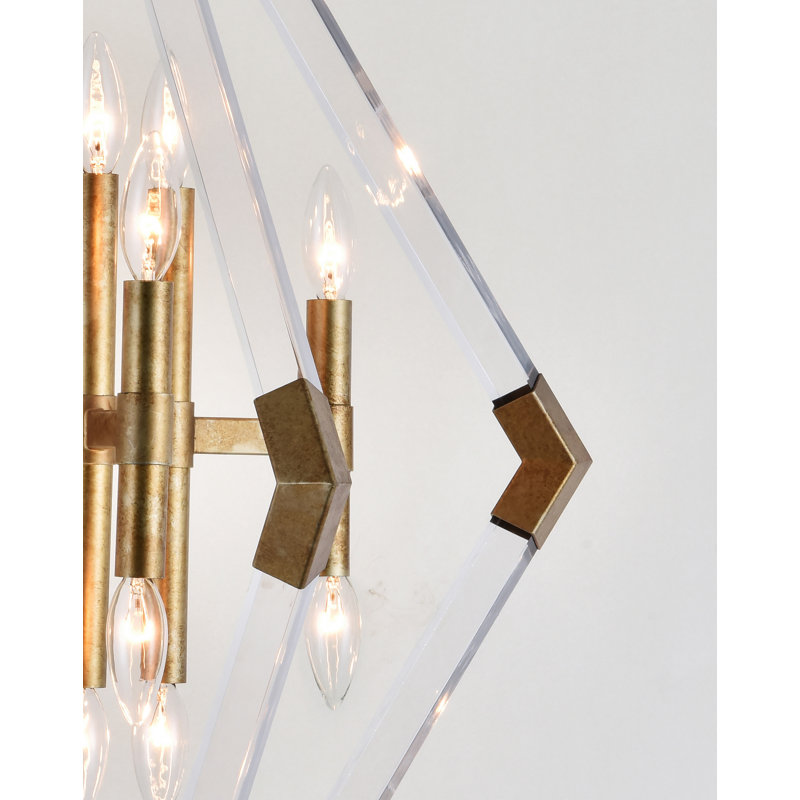 Modern 16 Light Prism Frame Chandelier