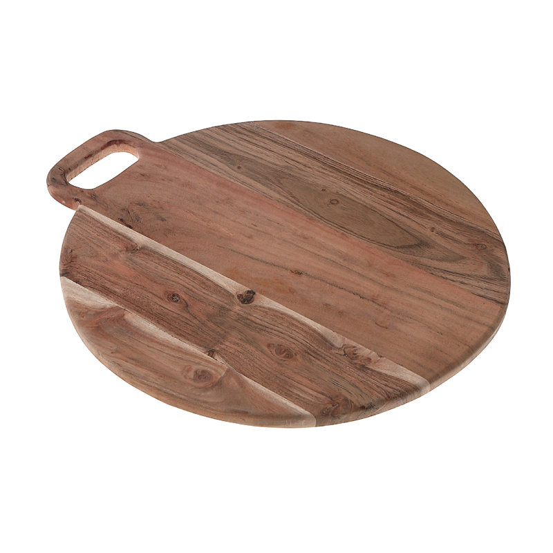 Planche de service ronde en bois d'acacia d'IH Casa Decor avec poignée 18 po