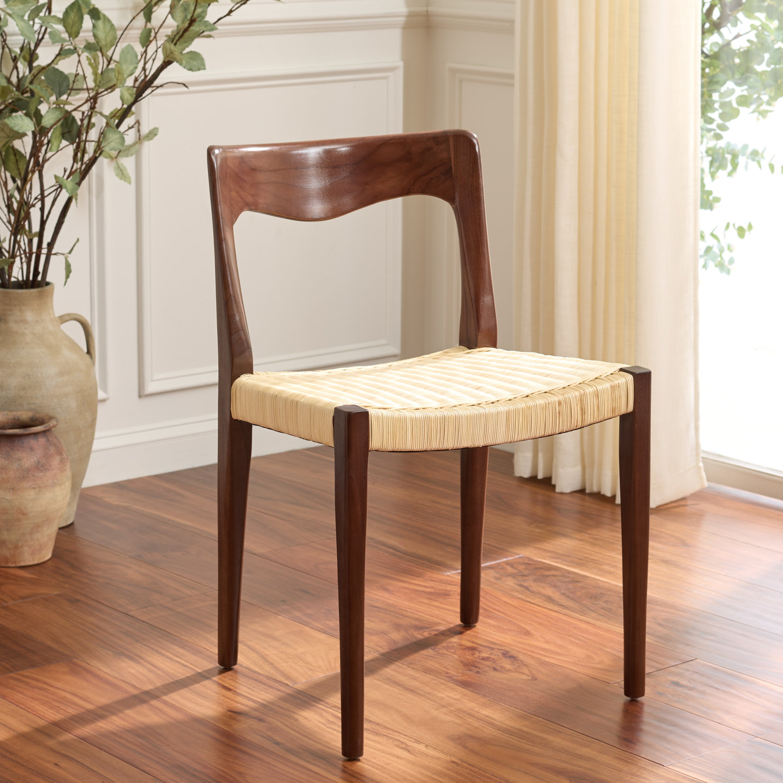 Dannon Side Chair in Beige, Walnut/Natural