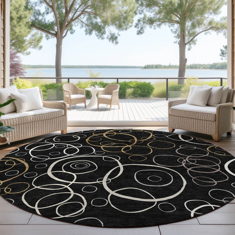 Tapis géométrique intérieur / extérieur lavable à la machine Kugler ACN2408, Rond 8 pi