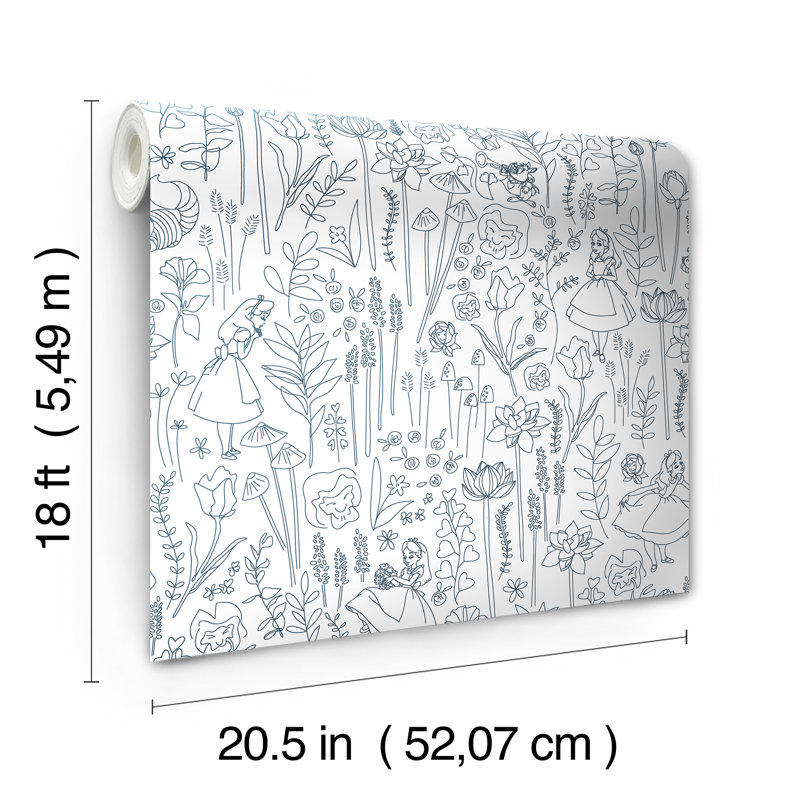 Double rouleau floral Peel & Stick, Bleu marine