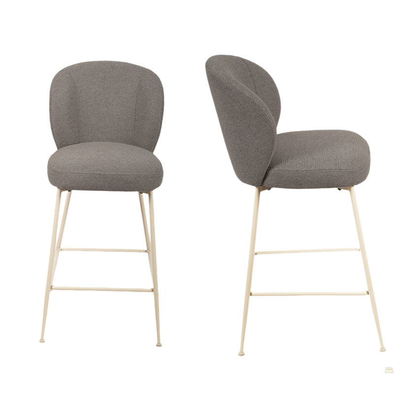 Ensemble de 2 tabourets en tissu et métal Modern