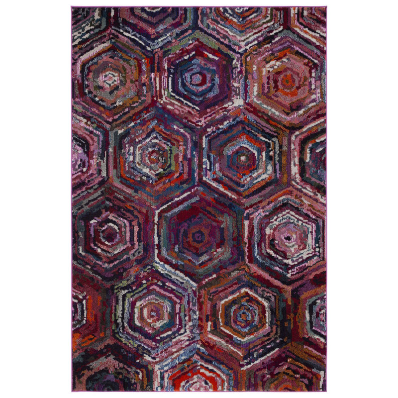 Tapis rose / mauve Chana, Rectangle 5 pi 1 po x 7 pi 7 po