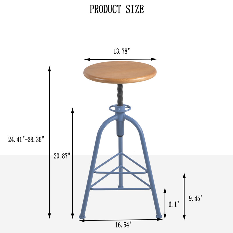 Tabouret pivotant en bois massif Jomarion, Bleu