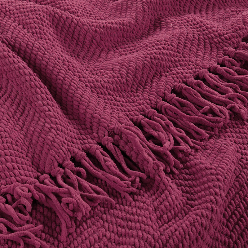 Tweed Knitted Throw Blanket, Crushed Berry, 60" x 80"