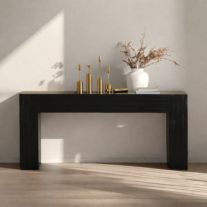 Console Retro Minimalist Art, Noir, noir, noir, noir, H 31,5 po x l 86,61 po x P 15,75 po