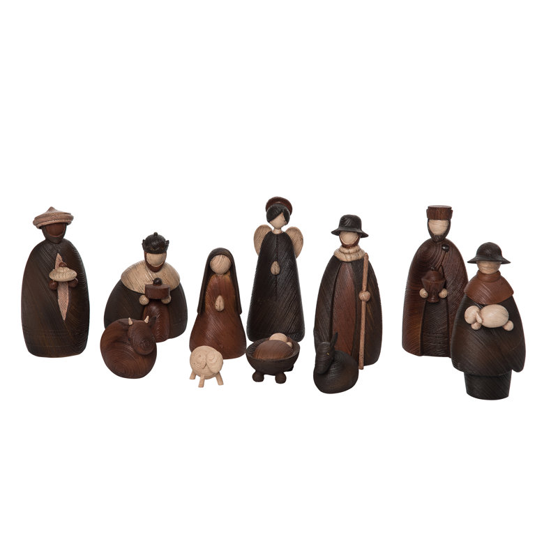 Ensemble de 11 crèches en résine de Noël 4,75 po en résine
