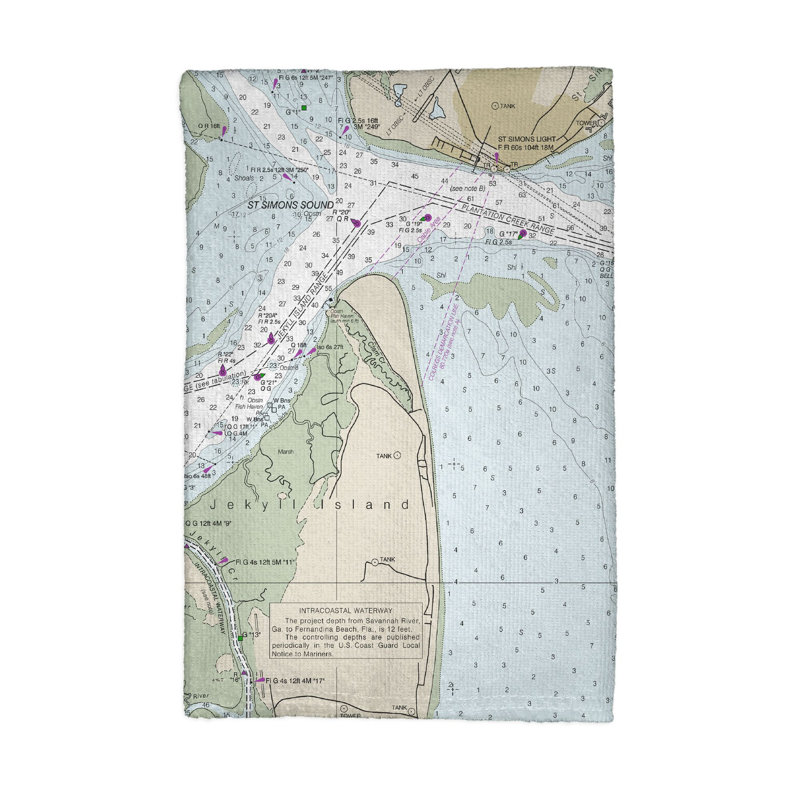 Serviette de cuisine à carte nautique st simon sound ga