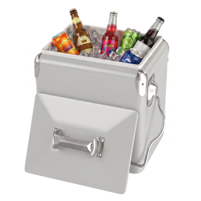 Glacière de camping isotherme portative 14 pintes avec ouvre-bouteille Winado, Gris argenté