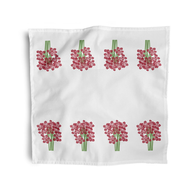 Cleven Polyester Floral Square Napkin, Red