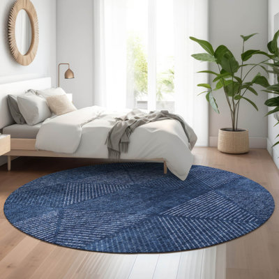 Premium Machine Washable Prisco Navy Rug