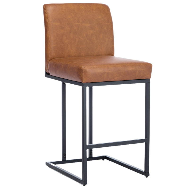 24" Bar Stools, Counter Height Bar Stools With Back, Brown, 1