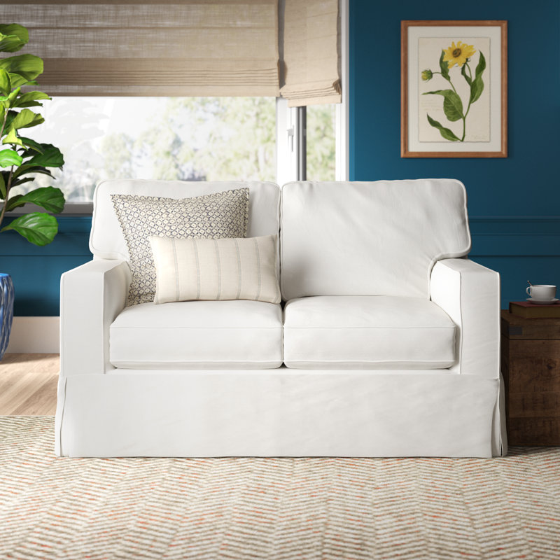Taylor 56'' Slipcovered Loveseat, Bayou Off White Canvas