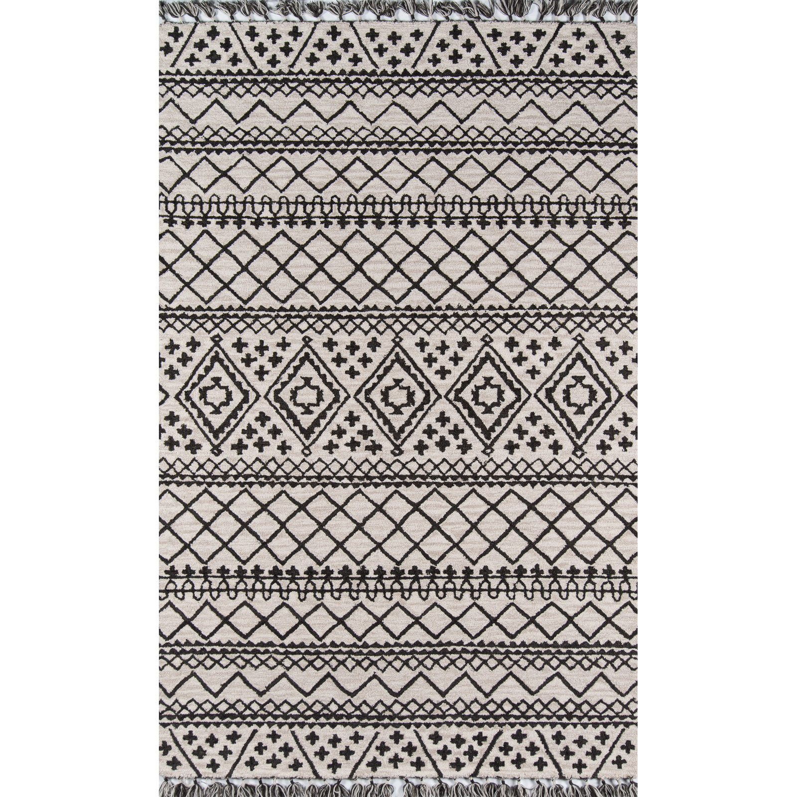 Bronte Black Gray Hand-Tufted Wool Rug, Rectangle 2' x 3'