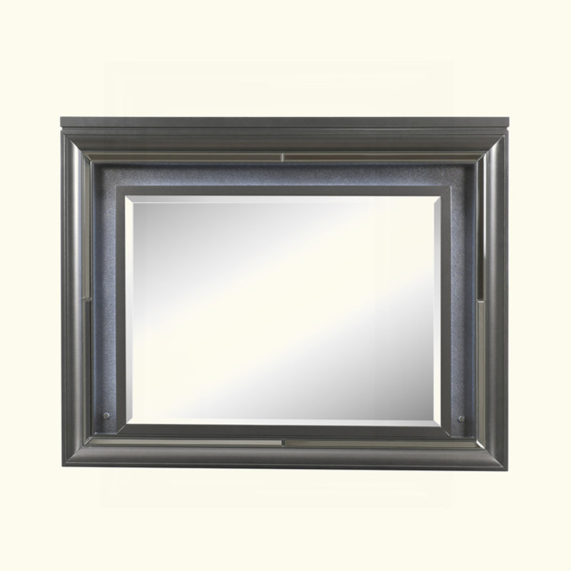 Metallic Gray Finish Mirror W/Led