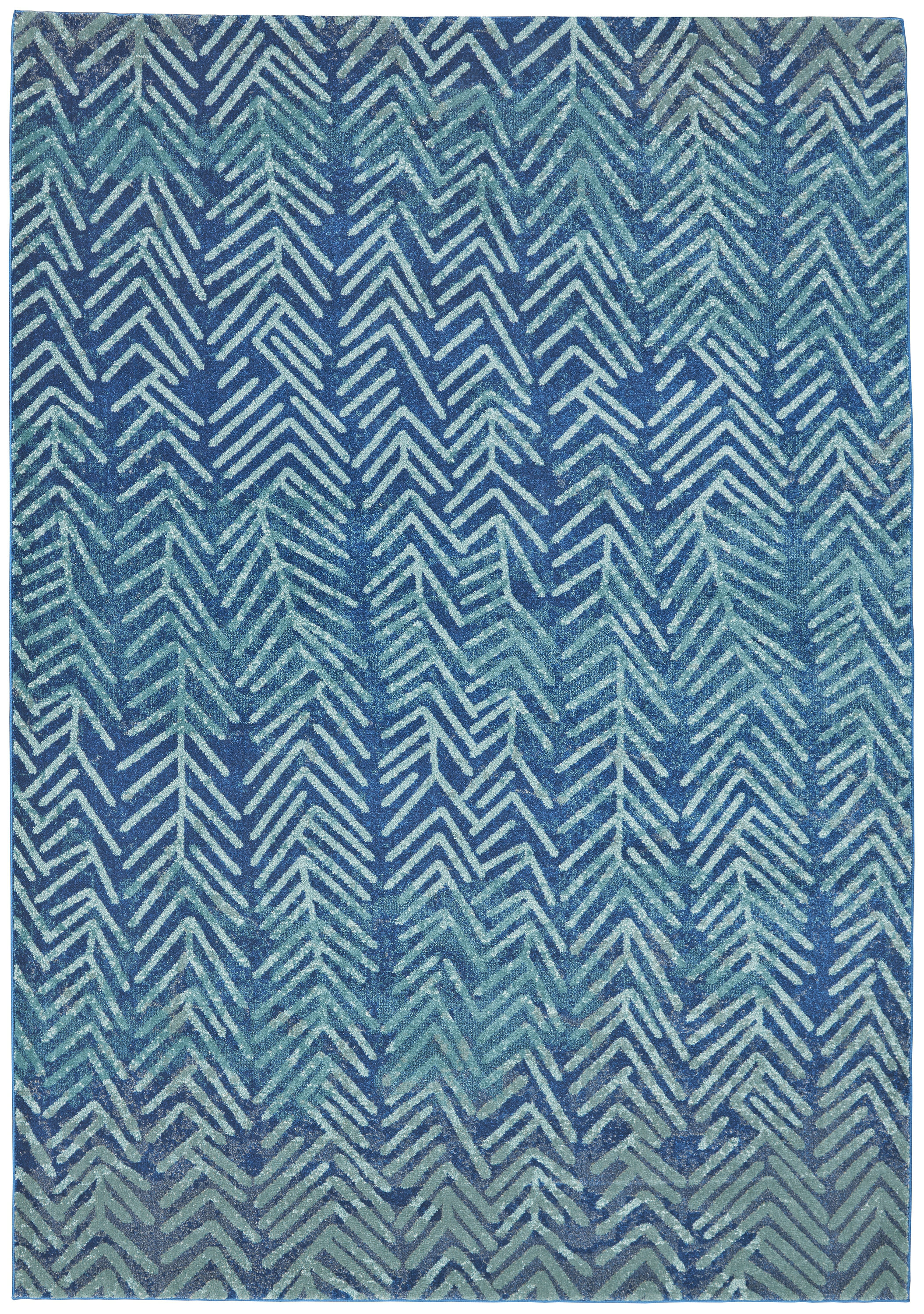 Millwood Pines Abbotsfield Chevron Chevron Handmade Pacific Blue Area ...