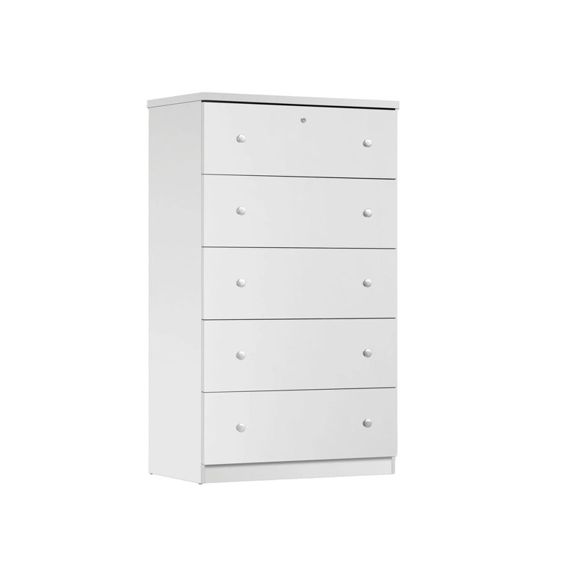 Commode 5 tiroirs Conroy, Blanc