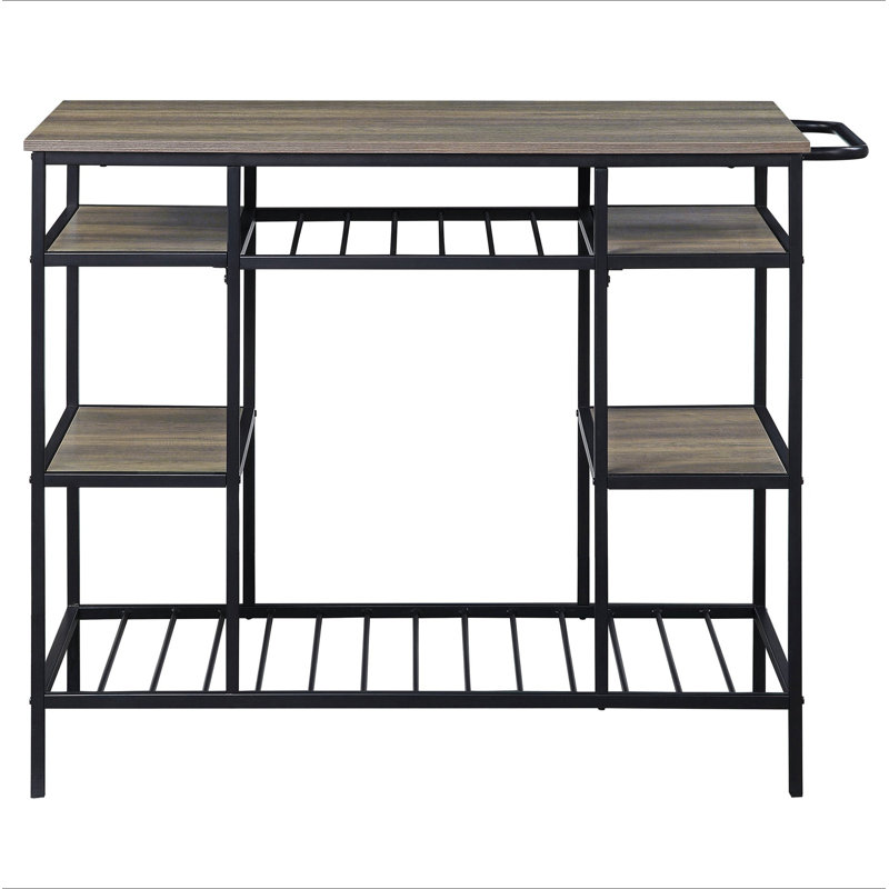 Îlot de cuisine rustique avec tablettes ouvertes