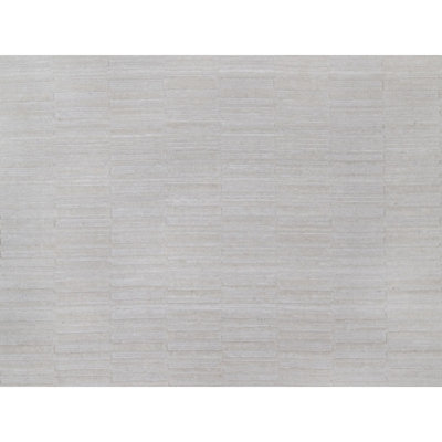 Tapis oriental rond texturé en polyester tissé à la main 8 pi x 8 pi Striee