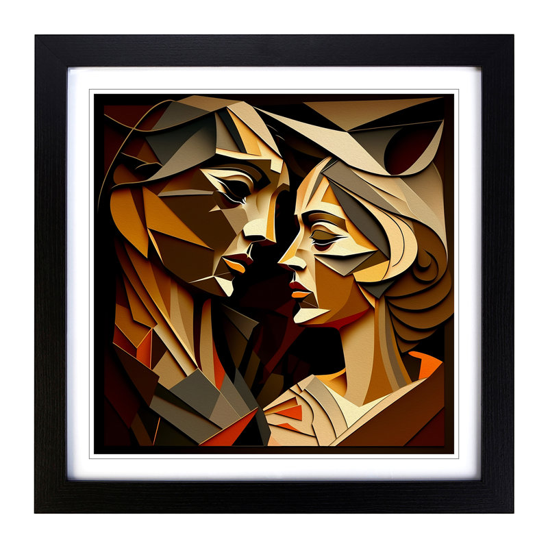 Lovers Cubism No.1 - Framed Print, Black