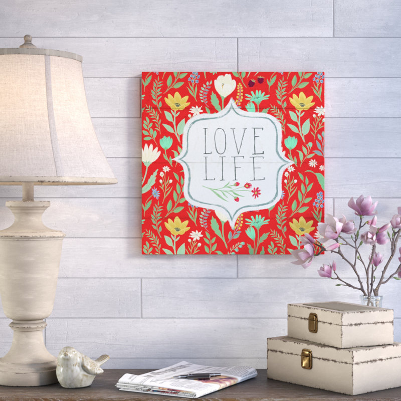 « fleuriing pensées » v», art textuel sur toile encadrée, H 24 po x l 24 po x P 1,5 po, Toile tendue