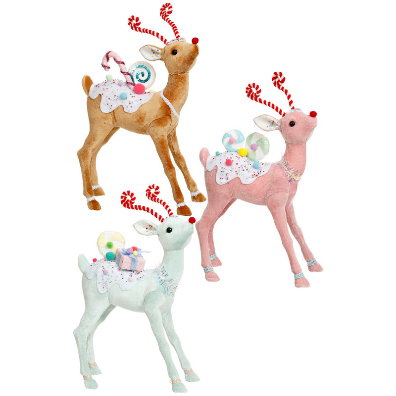 Candied Deer, Medium  - 12 Inches Set Of 3, 17" H x 11.25" W x 7" D