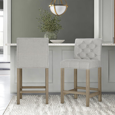 Allistor Upholstered Counter Stool with Solid Wood Frame