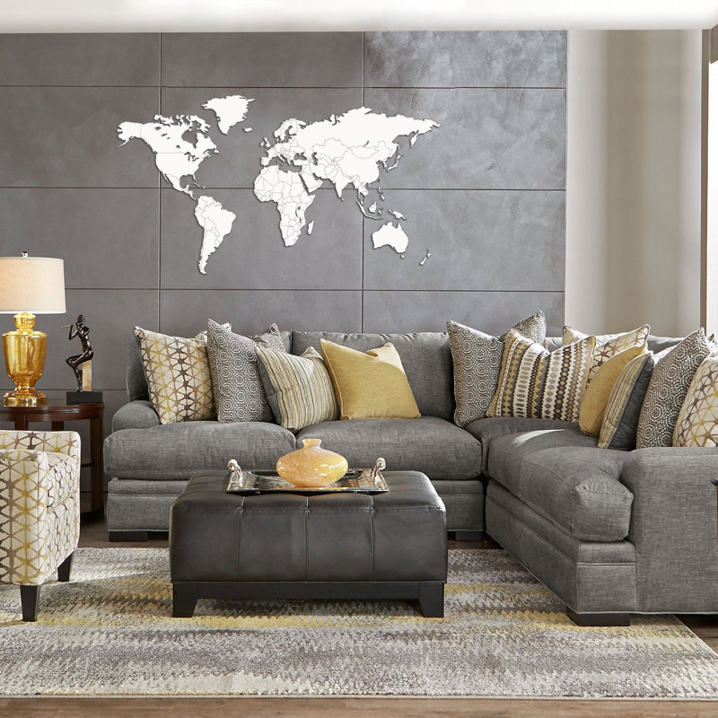 Mappa Del Mondo - COLORI ASTRATTI Mappa Del Mondo - No Frame Print on MDF, White, 190 x 105 cm