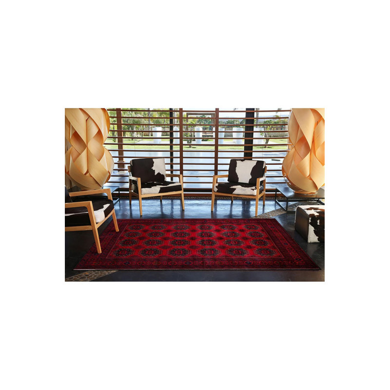 Tapis décoratif rouge à motif géométrique moderne à motif de losanges lavable à la machine
