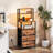 Set of 2 LED Charging Nightstands, Tall Bedside Tables with 3 Drawers & 3 Open Shelves Each, 2 Outlets & 2 USB Ports, 4-Color Light Tube-1178037726-1178037724