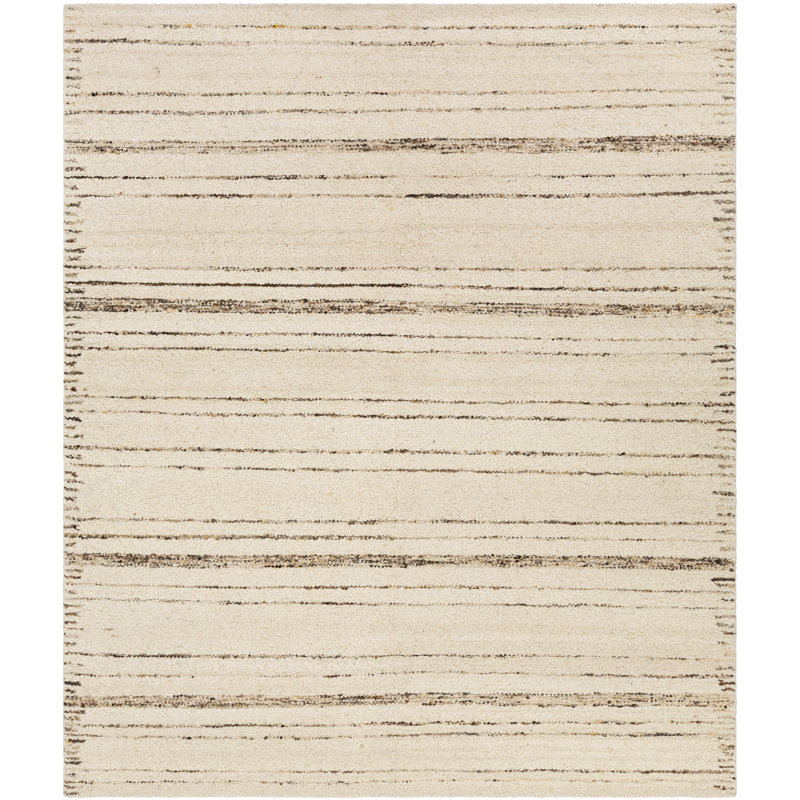 Kaleaha Striped Handmade Flatweave Brown/Beige Area Rug, Rectangle 8' x 10'