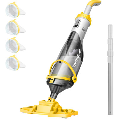 Aspirateur à main sans fil avec mât télescopique pour piscine / spa / spa, jusqu'à 18,5 gallons par minute, en jaune