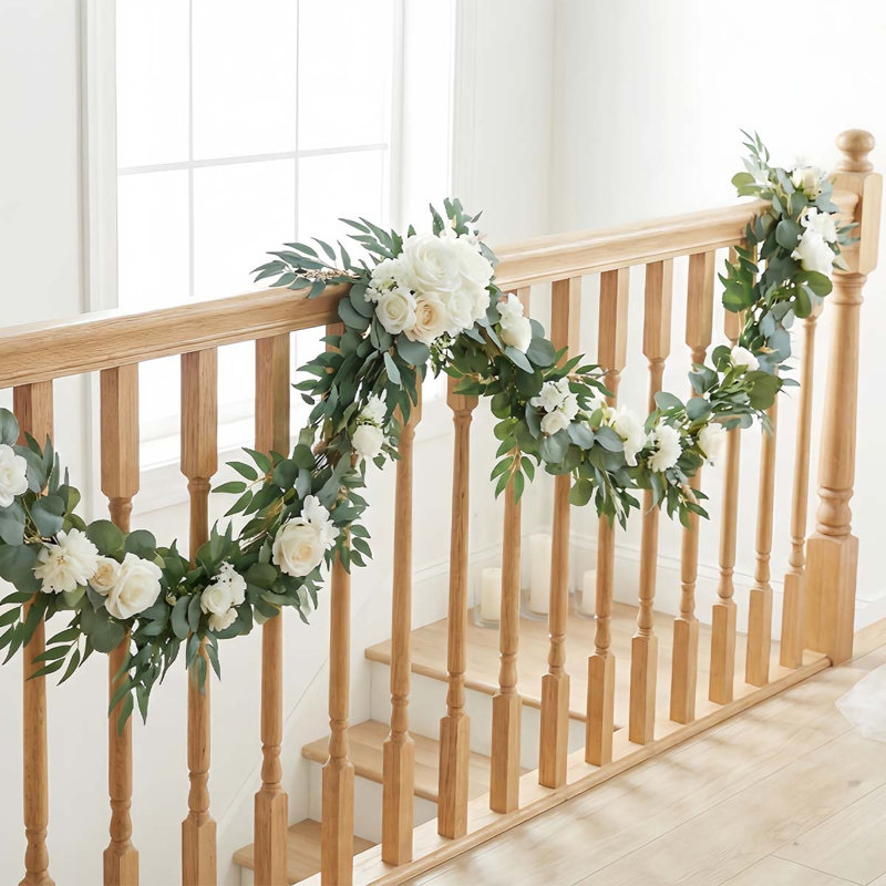Guirlande artificielle 6 pi avec fleurs artificielles, Blanc