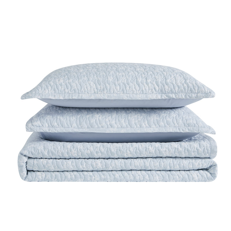 Ensemble de courtepointe en coton bleu Shelese, Courtepointe grand + 2 taies décoratives standard