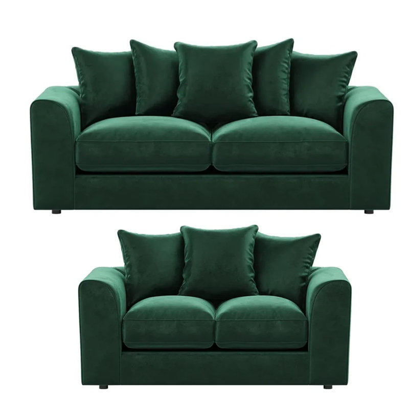 5 Seater Velvet Sofa, Green
