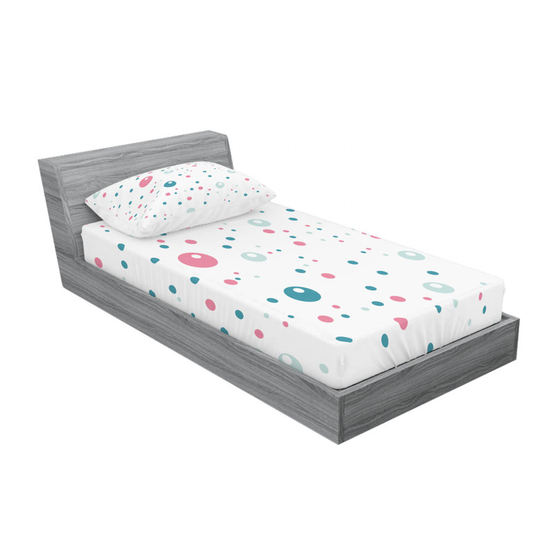 Twin XL White Microfiber Polka Dot Sheet Set