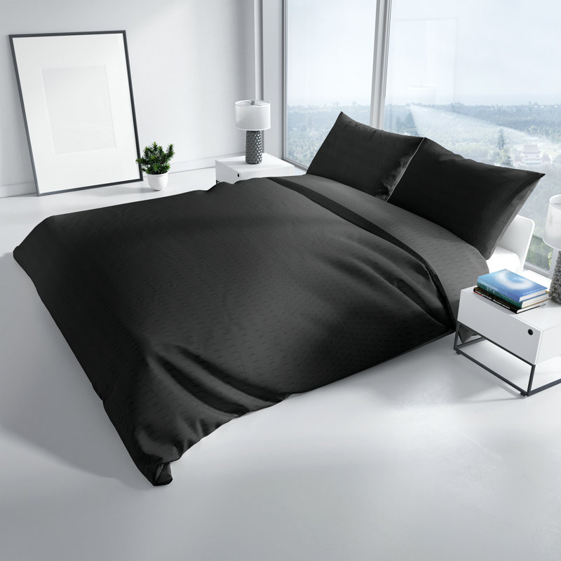 Mayline Seersucker Reversible Duvet Cover Set, Single, Black