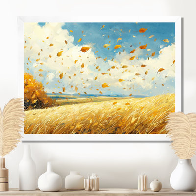 Blue Windy Prairie Leaves - leaves Wall Art