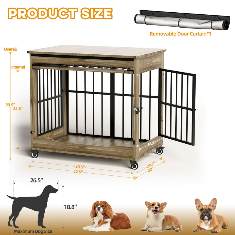 Mobilier de caisse en mélamine pour chien, Petit (l 32 po x P 22 po), Beige/gris