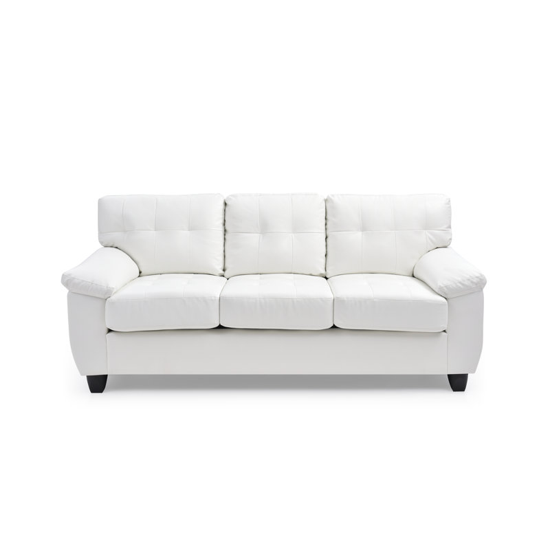 Moran 78'' Faux Leather Sofa, White Faux Leather