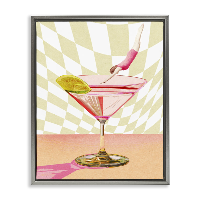  «Diving into Cocktail» par Daphne Polselli, Cadre gris, H 31 po x l 25 po