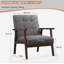 66cm wide Mid-Century Accent Chair With Wooden Armrests & Tufted Upholstered Seat-1813400089
