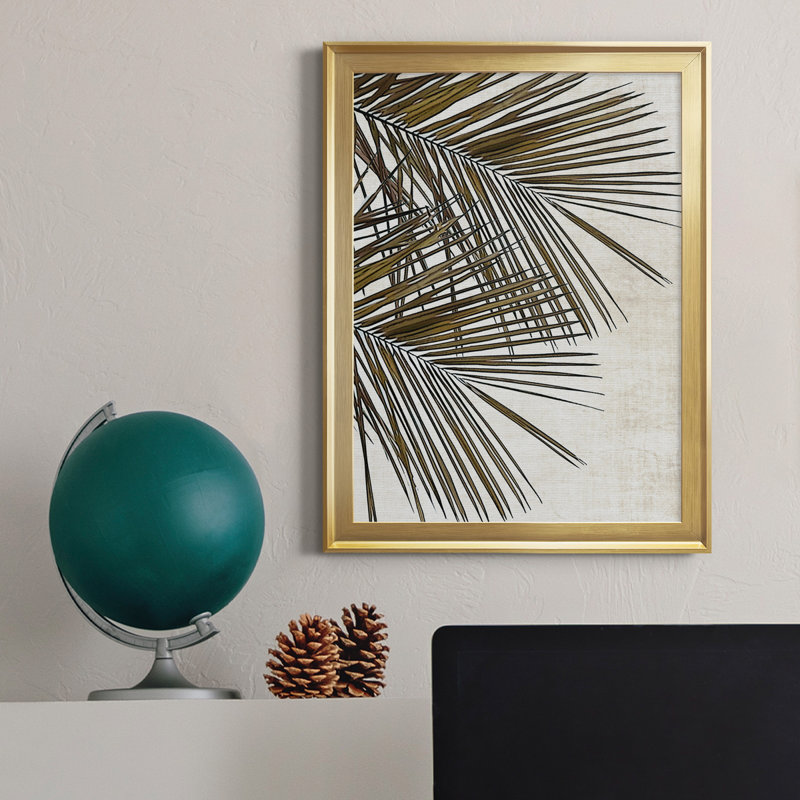 Palm I - peinture sur toile encadrée, Cadre doré, H 22,5 po x l 30,5 po x P 1,5 po