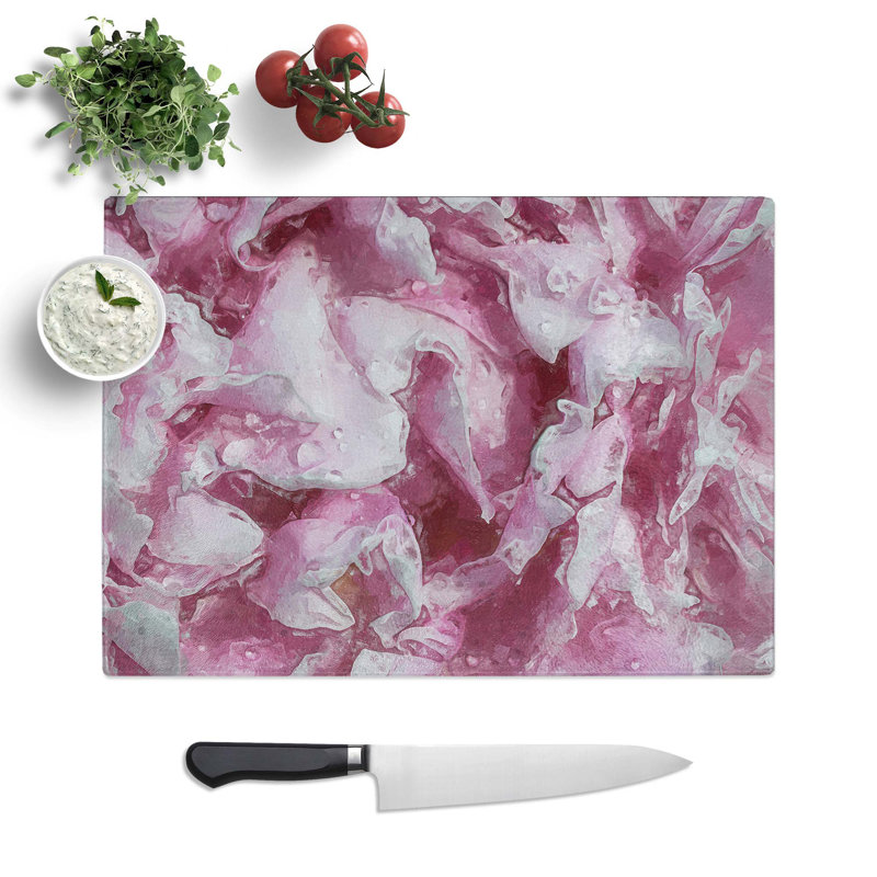 Tempered Glass Beautiful Carnation Petals Chopping Board, 28.5 cm W x 20 cm L